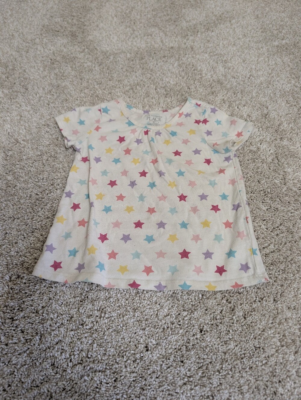 The Children's Place White Short Sleeve Top with Stars - 3T